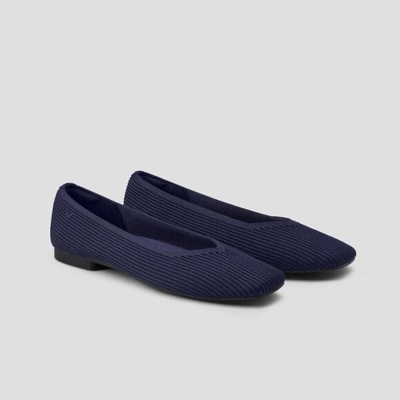 Vivaia Square-Toe V-Cut Flats (Margot 2.0) Navy Blue Size 43 US 11 $129.00 - Picture 1 of 14